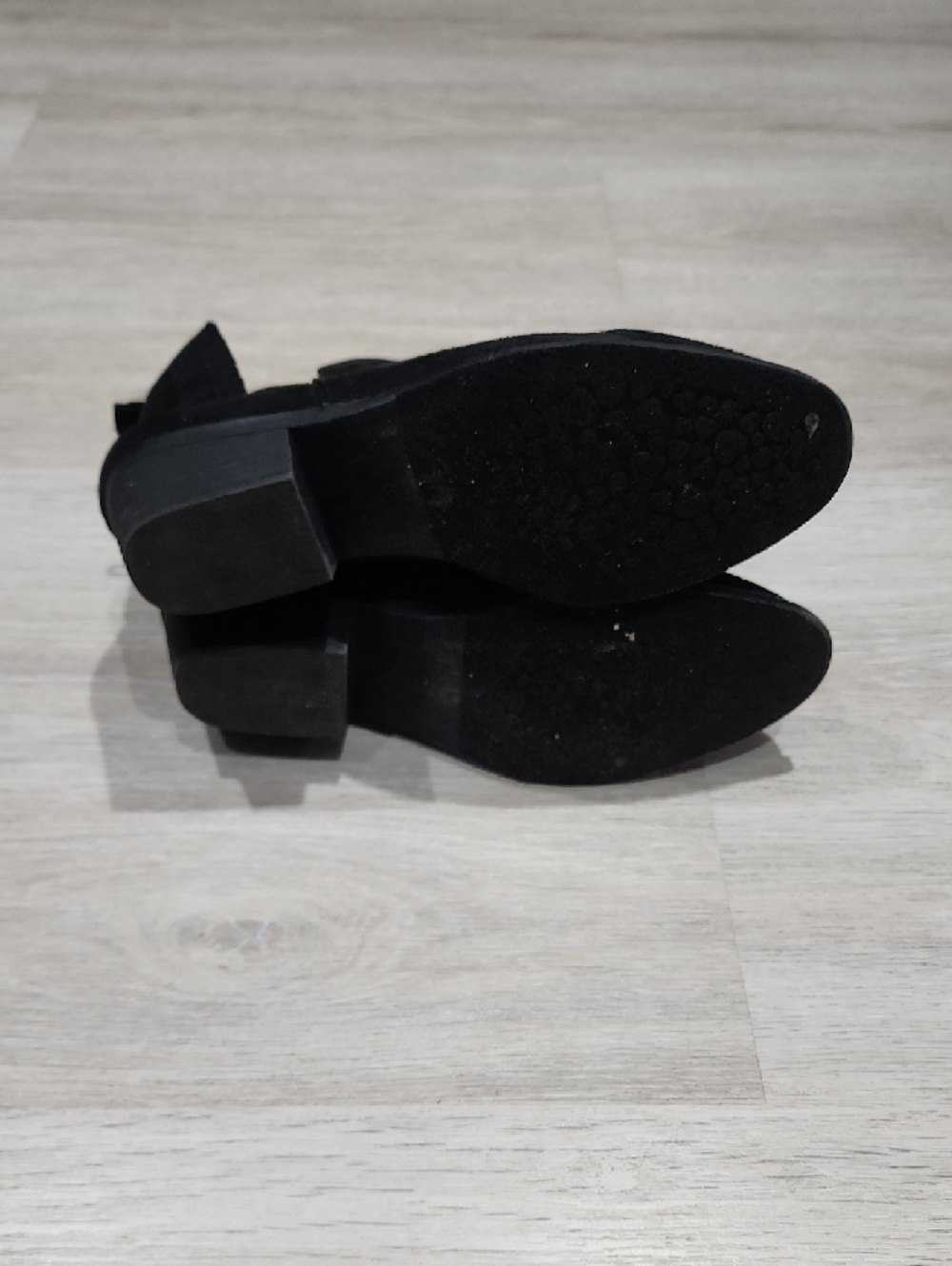 Olivia Miller Black Suede Ankle Booties with Pink & Silver Floral Embroidery 10 - Picture 8 of 8
